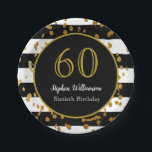 60th Birthday Party |白黒と金ゴールドグリッター ペーパープレート<br><div class="desc">60祝th Birthday Partyとのインスタイル|白黒金ゴールドグリッターデザイン。これは、テンプレートを追加する準備ができている詳細である。</div>