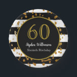 60th Birthday Party |白黒と金ゴールドグリッター ペーパープレート<br><div class="desc">60祝th Birthday Partyとのインスタイル|白黒金ゴールドグリッターデザイン。これは、テンプレートを追加する準備ができている詳細である。</div>