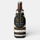 60th Birthday Party |白黒と金ゴールドグリッター ボトルクーラー (ボトル裏面)