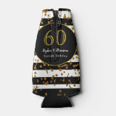 60th Birthday Party |白黒と金ゴールドグリッター ボトルクーラー (裏面)