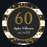 60th Birthday Party |白黒と金ゴールドグリッター ラウンドシール<br><div class="desc">60祝th Birthday Partyとのインスタイル|白黒金ゴールドグリッターデザイン。これは、テンプレートを追加する準備ができている詳細である。</div>