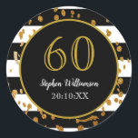 60th Birthday Party |白黒と金ゴールドグリッター ラウンドシール<br><div class="desc">60祝th Birthday Partyとのインスタイル|白黒金ゴールドグリッターデザイン。これは、テンプレートを追加する準備ができている詳細である。</div>