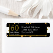 60th Birthday Party |白黒と金ゴールドグリッター ラベル (インサイチュ)