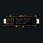 60th Birthday Party |白黒と金ゴールドグリッター ラベル<br><div class="desc">60祝th Birthday Partyとのインスタイル|白黒金ゴールドグリッターデザイン。これは、テンプレートを追加する準備ができている詳細である。</div>