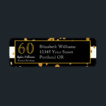 60th Birthday Party |白黒と金ゴールドグリッター ラベル<br><div class="desc">60祝th Birthday Partyとのインスタイル|白黒金ゴールドグリッターデザイン。これは、テンプレートを追加する準備ができている詳細である。</div>