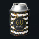 60th Birthday Party |白黒と金ゴールドグリッター 缶クーラー<br><div class="desc">60祝th Birthday Partyとのインスタイル|白黒金ゴールドグリッターデザイン。これは、テンプレートを追加する準備ができている詳細である。</div>