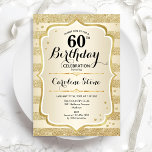 60th Birthday Party -金ゴールド招待状 招待状<br><div class="desc">第60回バースデーパーティーへの招待。デザインエレガントは金ゴールドと白。機能フェイクグリッターストライプ金ゴールドスタイリッシュ、スクリプトフォント、紙吹雪。グラム誕生祝い。</div>