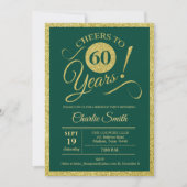 60th Birthday Party - ANY AGE Gold Green 招待状 (正面)