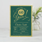 60th Birthday Party - ANY AGE Gold Green 招待状 (スタンド正面)