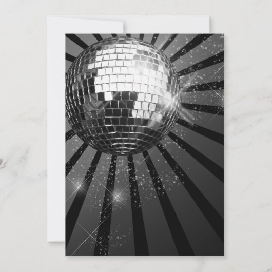 60th Birthday Party Black Sparkle Disco Ball 招待状 (裏面)