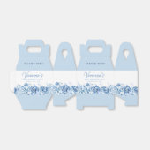 60th Birthday Party Dusty Blue Rose Floral フェイバーボックス (折り畳みなし)