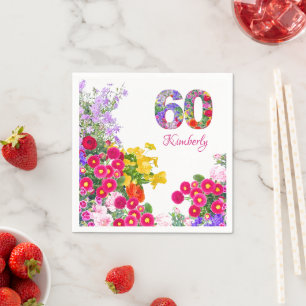 60th birthday party floral flower bouquet napkins スタンダードカクテルナプキン