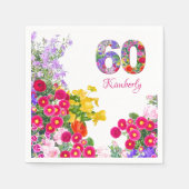 60th birthday party floral flower bouquet napkins スタンダードカクテルナプキン (正面)