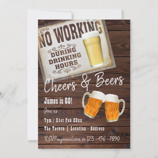 60th Birthday Party Invitation応援to BEERS 招待状 (正面)