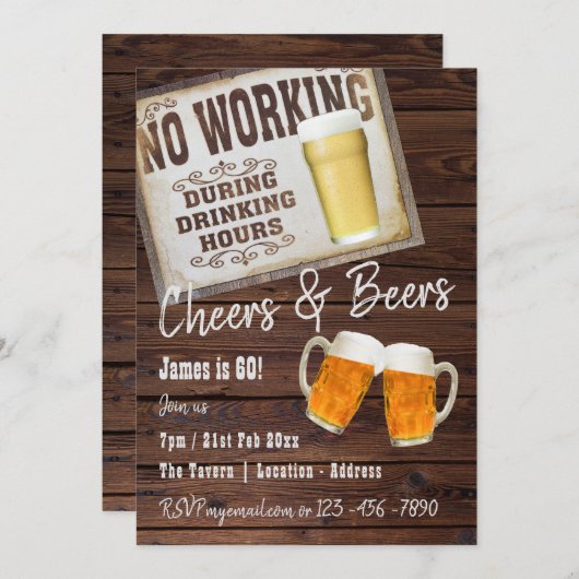 60th Birthday Party Invitation応援to BEERS 招待状 (正面/裏面)