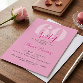 60th Birthday Party Invitation Pink Photo Custom シーズンカード