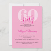 60th Birthday Party Invitation Pink Photo Custom シーズンカード (正面)