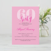 60th Birthday Party Invitation Pink Photo Custom シーズンカード (スタンド正面)