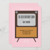 60th Birthday Party Invitation TV on Pink 招待状 (正面/裏面)