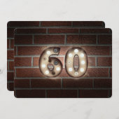 60th Birthday Party-marquee lights on brick 招待状 (正面/裏面)