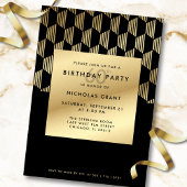 60th Birthday Party Modern Black and Gold Foil 招待状