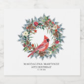 60th Birthday Party Red Cardinal Wreath Custom スパークリングワインラベル (シングルラベル)