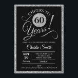 60th Birthday Party - Silver Black ANY AGE 招待状<br><div class="desc">第60回バースデーパーティーへの招待フェイクグリッターシルバーとブラック。応援60年！詳細なカスタマイズがもし必要な場合は、メッセージを送信する。</div>