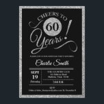 60th Birthday Party - Silver Black ANY AGE 招待状<br><div class="desc">第60回バースデーパーティーへの招待フェイクグリッターシルバーとブラック。応援60年！詳細なカスタマイズがもし必要な場合は、メッセージを送信する。</div>