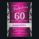 60th Birthday Party - Silver Pink Black 招待状<br><div class="desc">60th Birthday Party Invitation in pink black and silver.エレガントグリッター銀とダイヤフェイクンの招待状カード。機能damaskパターンとスクリプトフォント。60歳で素晴らしい！クラシックデザインパーティーに最適なスタイリッシュ。年齢もしを教えてカスタムくれ。</div>