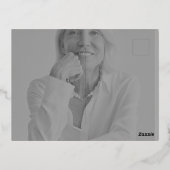 60th Birthday Party Typography Photo Black Silver 箔シーズンポストカード (裏面)