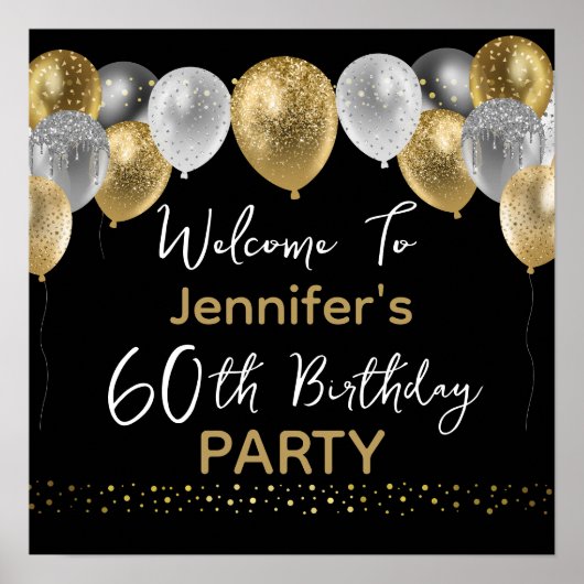 60th Birthday Party Welcome Sign ポスター (正面)