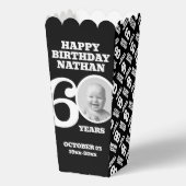 60th birthday photo black and white custom popcorn フェイバーボックス (裏面)