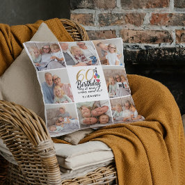 60th Birthday Photo Collage Grandma Mother Picture クッション