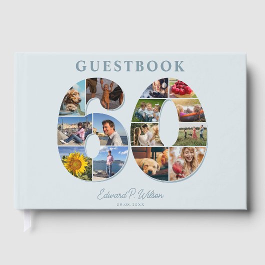 60th Birthday Photo Collage Milestone Guestbook ゲストブック (正面)
