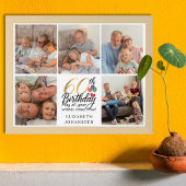 60th Birthday Photo Collage Script Typography ポスター
