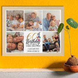60th Birthday Photo Collage Script Typography ポスター
