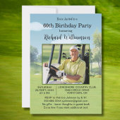 60th Birthday Photo Watercolor Golf Theme 招待状