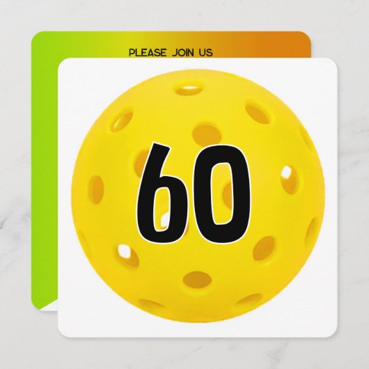 60th Birthday Pickleball Party 招待状 (正面/裏面)