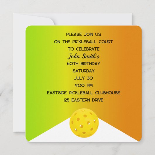 60th Birthday Pickleball Party 招待状 (裏面)