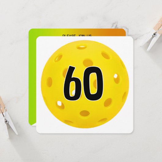 60th Birthday Pickleball Party 招待状 (正面/裏面インサイチュ)