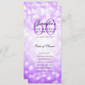 60th Birthday Program Purple Bokeh Thank You 招待状 (正面/裏面)