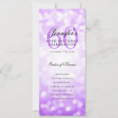 60th Birthday Program Purple Bokeh Thank You 招待状 (正面)