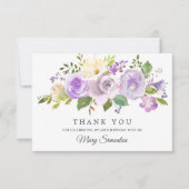 60th Birthday Purple Rose Floral Flat Thank You ノートカード (正面)