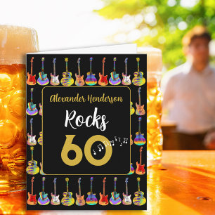 60th birthday Rock and Roll Guitar add Name カード
