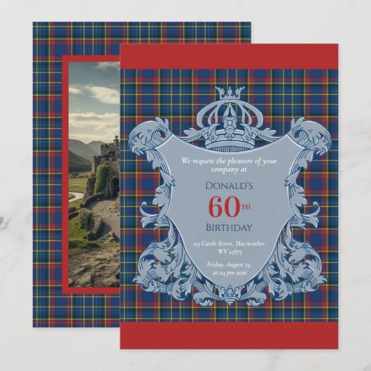 60th Birthday Scotsman & his Castle 招待状 (正面/裏面)