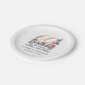 60th Birthday Script Gold Typography Modern Party ペーパープレート (アングル)