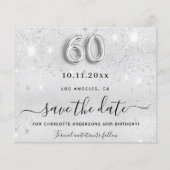 60th birthday silverグリッター予算は日付を保存 チラシ (正面)