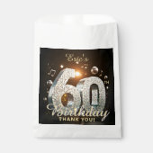 60th Birthday Silver Disco Ball Music Theme Party フェイバーバッグ (正面)