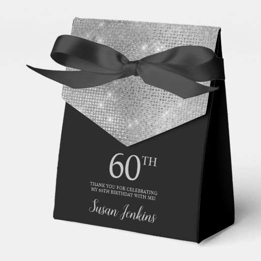 60th Birthday Silver Thank You Favor Box フェイバーボックス (正面サイド)
