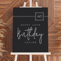 60th Birthday Simple Minimal Flat Black